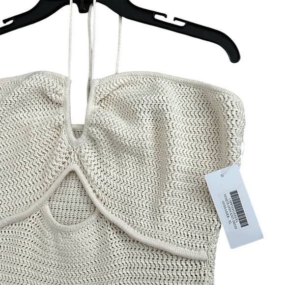 NWT Reformation Venete Open Knit Dress Halter Gossamer Ivory Midi Dress size XL - Picture 6 of 12